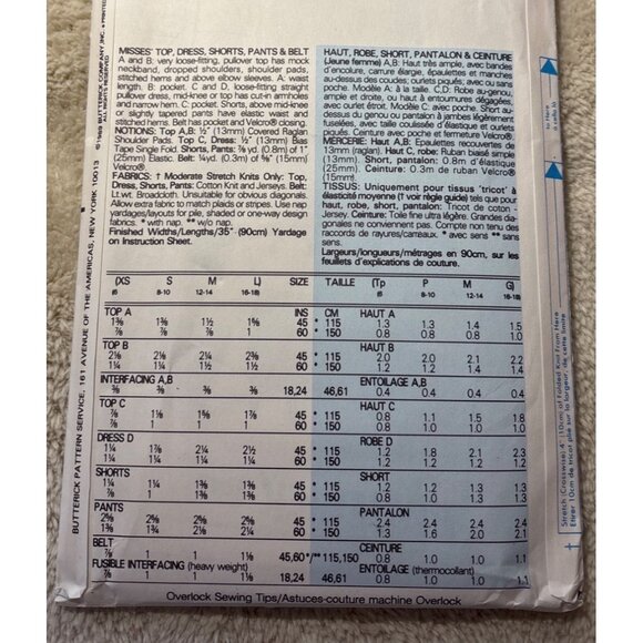 Butterick 3945 Sewing Pattern Misses Top Dress Shorts Pants & Belt All Sizes Unc - Picture 5 of 6